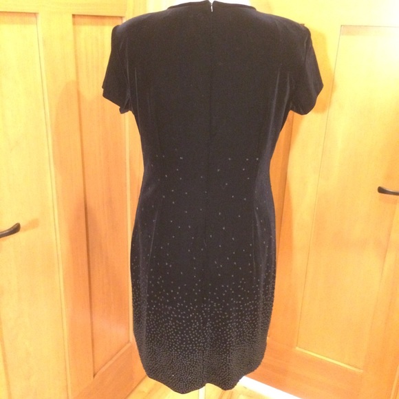 Black Knit Velvet Dress w Beading on Lower Half - Picture 6 of 12